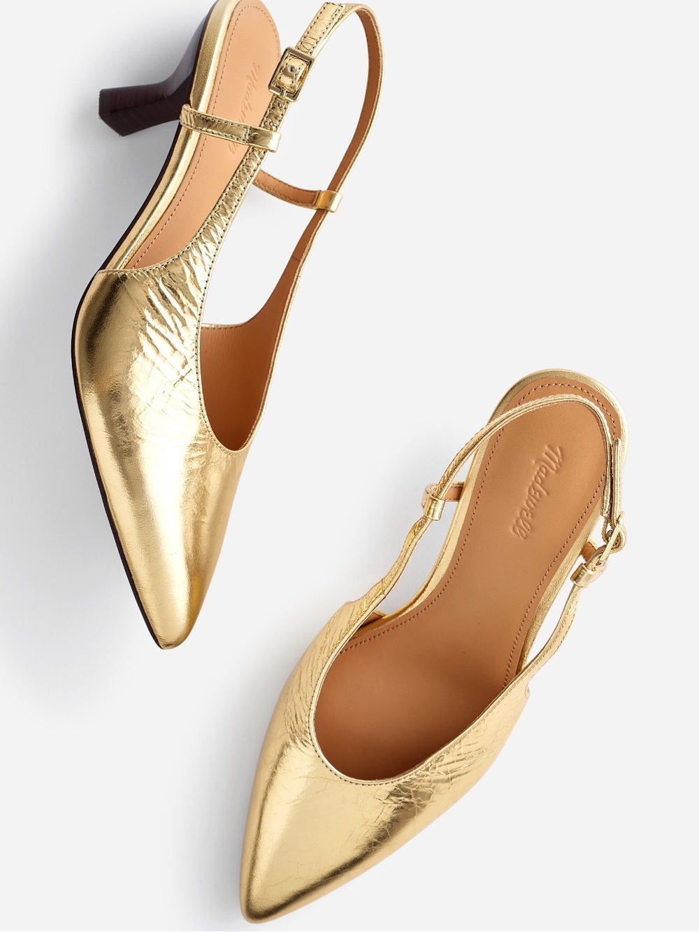 Madewell The Debbie Metallic Gold Slingback Pumps Shoes 7